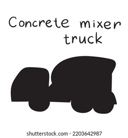 Concrete mixer truck. Silhouette illustration on white background.