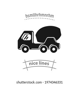 Concrete mixer truck simple vector icon. Concrete mixer truck simple vector icon. Concrete mixer truck simple vector icon. 