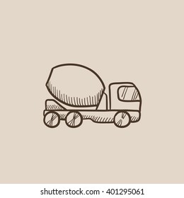 Concrete mixer truck sketch icon.