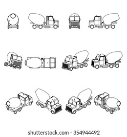 Concrete mixer truck vector.