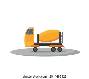 Concrete mixer truck. Vector cartoon illustration. Construction equipment.