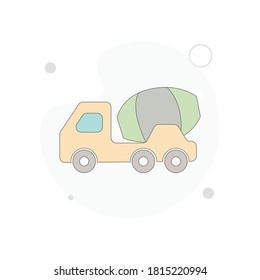 Concrete mixer truck vector flat illustration on white background