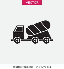 Concrete Mixer Truck vector flat black trendy style illustration for web and app on white background..eps