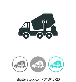 Concrete Mixer Truck Vector Icon.