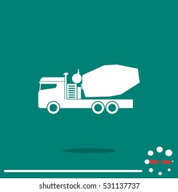 Concrete mixer truck vector icon
