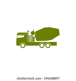 Concrete mixer truck vector icon