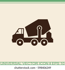 Concrete mixer truck vector icon.