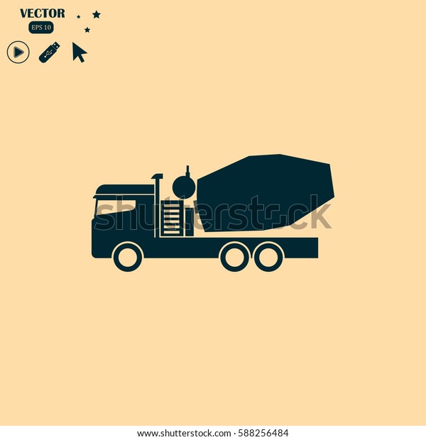 Concrete mixer truck vector\
icon