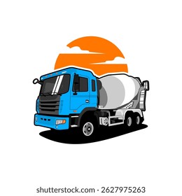 concrete mixer truck vector illustration