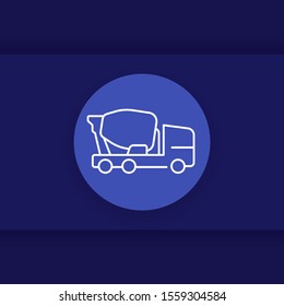 concrete mixer truck vector linear icon