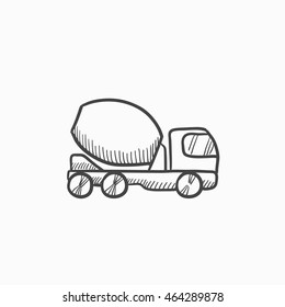Concrete mixer truck vector sketch icon isolated on background. Hand drawn Concrete mixer truck icon. Concrete mixer truck sketch icon for infographic, website or app.
