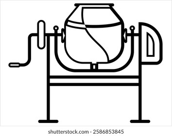 Concrete Mixer, Concrete Mixer Vector Art Illustration