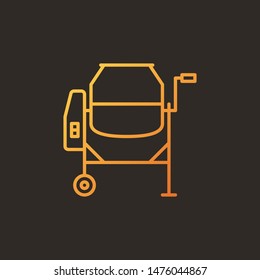 Concrete mixer vector concept colored linear icon - Mixer Cement outline sign on dark background