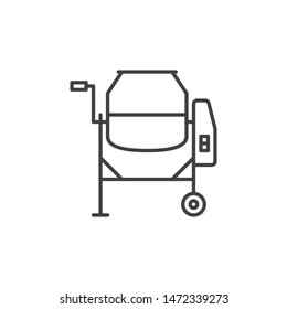 Concrete Mixer vector concept outline icon. Mixer cement symbol on white background