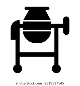 Concrete Mixer Vector Glyph Icon For Personal And Commercial Use.

