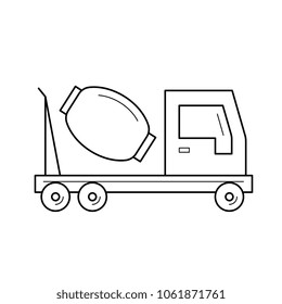Concrete mixer vector line icon isolated on white background. Concrete mixer line icon for infographic, website or app. Icon designed on a grid system.