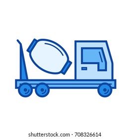 Betonmischer, Vektorsymbol einzeln auf weißem Hintergrund. Beton-Mixer-Symbol für Infografik, Website oder App. Blaues Symbol für ein Gittersystem.