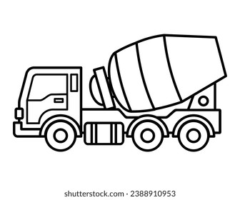 Concrete Mixer Vehicle Coloring Page For Children