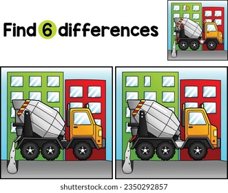 Vehículo Mezclador De Hormigón Encuentra Las Diferencias