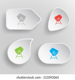 Concrete mixer. White flat vector buttons on gray background.