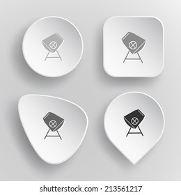 Concrete mixer. White flat vector buttons on gray background.