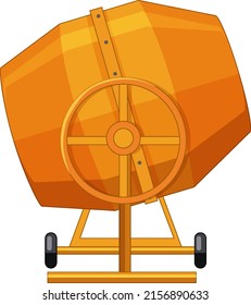 Concrete mixing drum on white background illustration