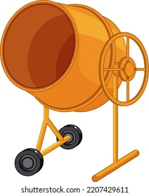 Concrete mixing drum on white background illustration