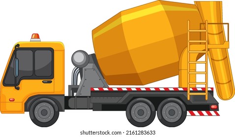 Concrete Mixing Truck On White Background Illustration