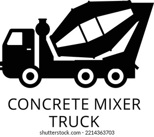 Concrete Mixture Vehicles Isolated Vector Silhouettes.