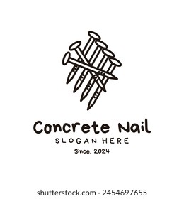 Concrete Nail Retro Vintage Line Art Logo Design