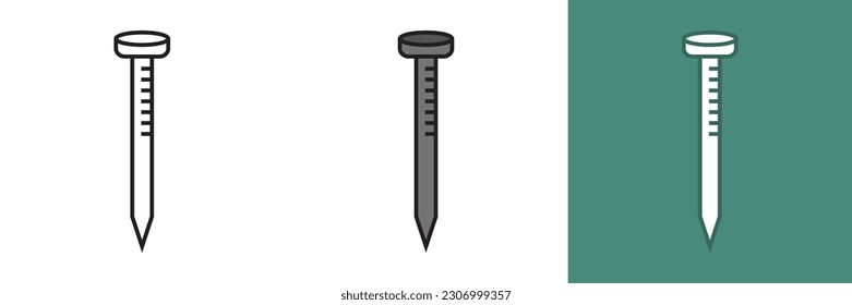 Concrete Nails Icon, the concrete nails icon represents a specialized type of nail designed for securing objects to concrete or masonry surfaces.