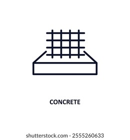 concrete outline icon.  Thin line icon from construction collection. Editable vector isolated on white background