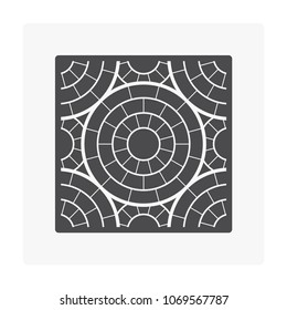 Concrete paver block icon. For create circular pattern in garden and outdoor. That is landscape architecture material with texture on surface. Made from concrete, brick, natural stone i.e. cobblestone