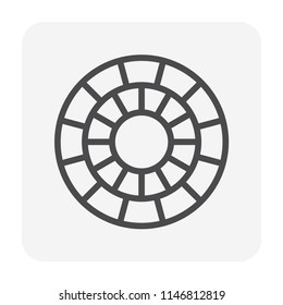 Concrete paver block icon. For create circular pattern in garden and outdoor. That is landscape architecture material with texture on surface. Made from concrete, brick, natural stone i.e. cobblestone