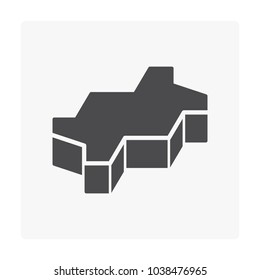 Concrete paver block pavement floor or brick vector icon. For landscape, outdoor, garden by paving on ground to create zig zag pattern. That sidewalk, road, patio, path, street, driveway or walkway.