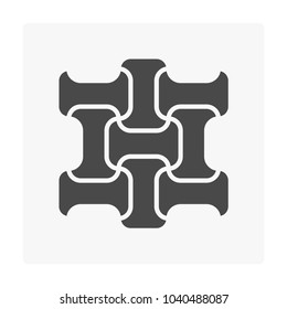Concrete paver block pavement floor or brick vector icon. Material for landscape, outdoor, garden by paving on ground to create I dumble pattern. That sidewalk, road, patio, path, street or walkway.