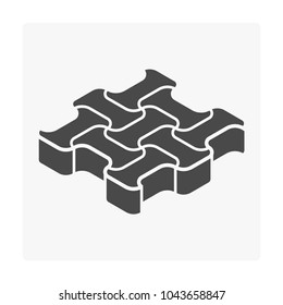 Concrete paver block pavement floor or brick vector icon. Material for landscape, outdoor, garden by paving on ground to create I dumble pattern. That sidewalk, road, patio, path, street or walkway.