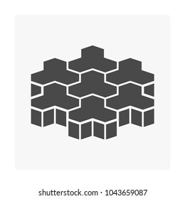Concrete paver block pavement floor or brick vector icon. Material for landscape, outdoor and garden by construction paving on ground with trihex pattern. That sidewalk, patio, street or driveway.