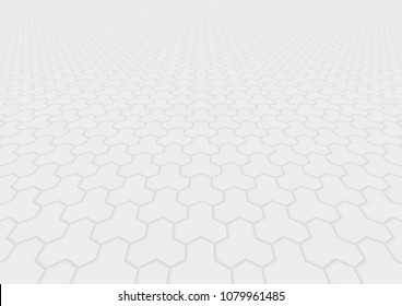 Concrete paver block pavement floor or brick vector background in perspective. Cement or stone material for outdoor garden by paving on ground to create seamless trihex pattern of sidewalk, street,