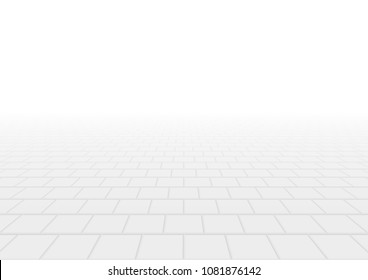 Concrete Paver Block Pavement Floor Or Brick Vector Background In Perspective. Cement Or Stone Material For Outdoor Garden By Paving On Ground To Create Seamless Square Pattern Of Sidewalk And Patio.