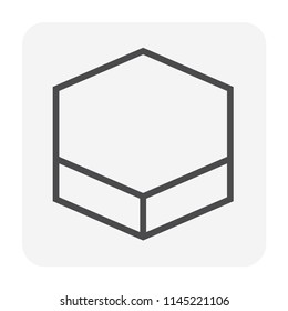 Concrete paver block pavement floor or brick vector icon. For landscape, outdoor, garden by paving on ground to create hexagon pattern. That sidewalk, road, patio, path or street. Editable stroke.