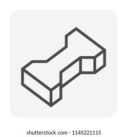 Concrete paver block pavement floor or brick vector icon. For landscape, outdoor, garden by paving on ground to create I dumble pattern. That sidewalk, road, patio, path, street, driveway or walkway.