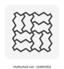 Concrete paver block pavement floor or brick vector icon. For landscape, outdoor, garden by paving on ground for zig zag pattern. That sidewalk, road, patio, path, street or driveway. Editable stroke.