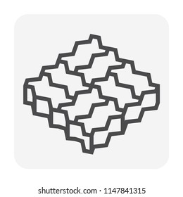 Concrete paver block pavement floor or brick vector icon. For landscape, outdoor, garden by paving on ground for zig zag pattern. That sidewalk, road, patio, path, street or driveway. Editable stroke.