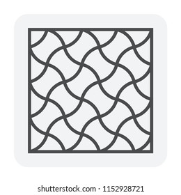 Concrete paver block pavement floor or brick vector icon. For landscape, outdoor and garden by construction paving on ground to create round dumble pattern. That sidewalk, road, patio. Editable stroke