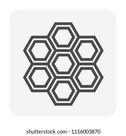 Concrete paver block pavement floor or brick vector icon. For landscape, outdoor, garden by paving on ground to create hexagon pattern. That sidewalk, road, patio, path or street. Editable stroke.sign