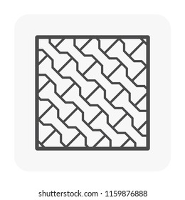 Concrete paver block pavement floor or brick vector icon. For landscape, outdoor and garden by construction paving on ground to create I dumble pattern. That sidewalk, road, patio, path or street.