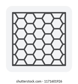 Concrete paver block pavement floor or brick vector icon. For landscape, outdoor and garden by construction paving on ground to create hexagon pattern. That sidewalk, patio, path. Editable stroke.