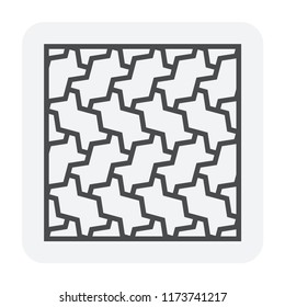 Concrete paver block pavement floor or brick pattern vector icon. For landscape, outdoor, garden by paving on ground to create zig zag pattern. That sidewalk, road, patio or path. Editable stroke.
