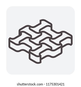Concrete paver block pavement floor or brick vector icon. For landscape, outdoor, garden by paving on ground to create I dumble pattern. That sidewalk, road, patio, path, street, driveway or walkway.